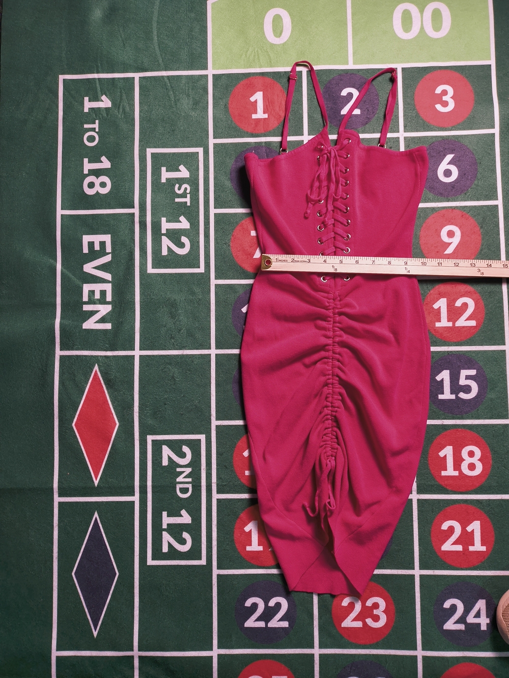Fashion Nova Hot Pink Strapless Lace-Up Ruched Midi Dress Size Large - Picture 8 of 13